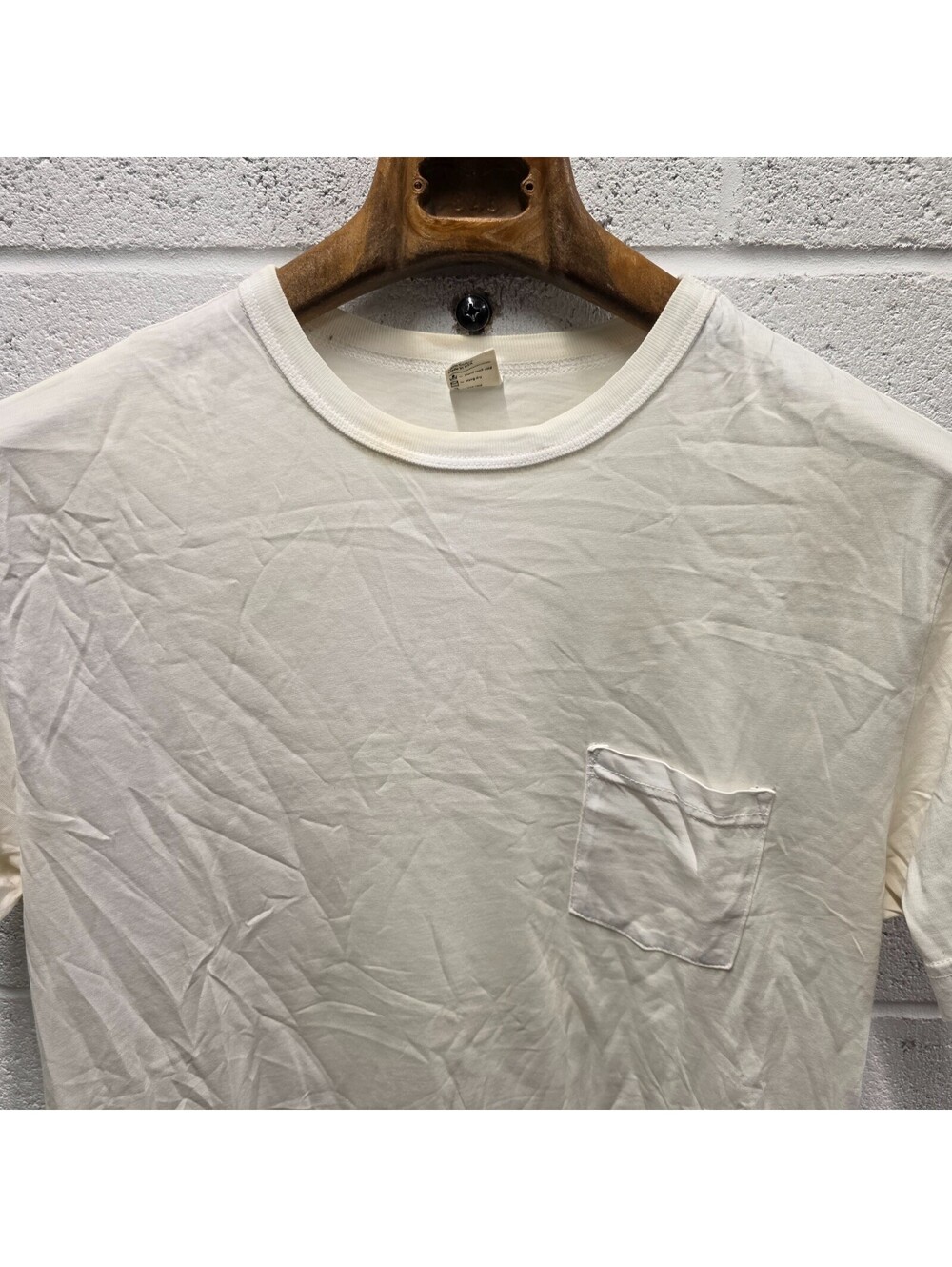 3sixteen Garment Dyed Pocket T-Shirt Ivory Size S USA Made 20x27
